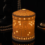 Thin Ceramic Candle Lantern – Hollow Horse Pattern, Aromatherapy & Christmas Décor - Image 3