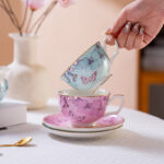 Fine Porcelain Tea Set – Pink Teapot+creamer+canister+2cups+2 saucers-the Charm of Orchids - Image 3