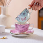Fine Porcelain Tea Set – Blue Teapot+creamer+canister+2 cups+2saucers-the Charm of Orchids - Image 3
