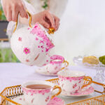 2-Cup & 2-Saucer Gift Set – 24 K Gold Rim and Handle- Dancing Butterfly - Image 3