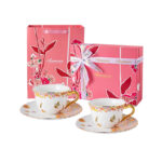 2-Cup & 2-Saucer Gift Set – 24 K Gold Rim and Handle-Blooming Season - Image 10