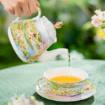 Watercolor “Wilderness” Gold-Rim Bone-China Tea-for-One Set, Luxury Gift Set - Image 3