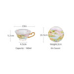 Watercolor “Wilderness” 160 ml Gold-Handle Bone-China Cup & Saucer Luxury Gift Set - set of 2 cup &2 saucer - Image 7