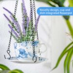 6.3" Ceramic Hanging Planter with Chain – Cup-Shaped Indoor/Outdoor Pot & Candle Holder - BLUE - Image 5