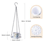 6.3" Ceramic Hanging Planter with Chain – Cup-Shaped Indoor/Outdoor Pot & Candle Holder - FLORAL - Image 8