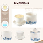 French Butter Crock Porcelain Keeper – Airtight Water-Seal 6.7 oz Countertop Soft Butter Dish, Clover Décor & Housewarming Gift - Blue classic - Image 7