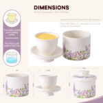 French Butter Crock Porcelain Keeper – Airtight Water-Seal 6.7 oz Countertop Soft Butter Dish, Clover Décor & Housewarming Gift - Lilac Love - Image 7