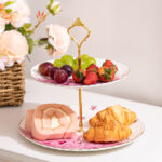 Luxury 2-Tier Cake Stand Gift Set – 24K Gold Rim, 3 Themes, Gift Bag - Dancing butterfly - Image 3