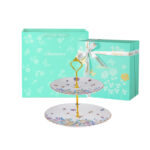 Luxury 2-Tier Cake Stand Gift Set – 24K Gold Rim, 3 Themes, Gift Bag - Colorful world - Image 7