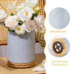 Utensil Holder Set of 2, 7.7"+5.7" Ceramic Kitchen Utensil Holder for Countertop, Farmhouse Vintage Utensil Crock, 360° Rotating Large Utensil Organizer - Light blue - Image 3