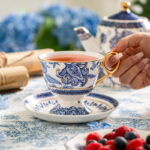 Fine Bone-China Tea Cup & Saucer – 230 ml, 24K Gold Handle, Gift Box - Image 3