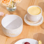 Butter Crock Ceramic 8 oz – Floral & Butter-Embossed French Butter Keeper, Countertop Butter Dish with Lid & Water-Line Design - Ivory - Image 3