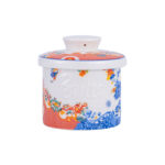 French Butter Crock Porcelain Keeper – Airtight Water-Seal 6.7 oz Countertop Soft Butter Dish, Clover Décor & Housewarming Gift - Mixed vintage