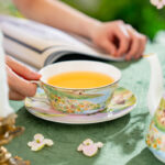 Watercolor “Wilderness” Gold-Rim Bone-China Tea-for-One Set, Luxury Gift Set - Image 4