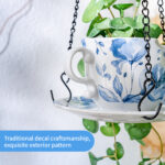 6.3" Ceramic Hanging Planter with Chain – Cup-Shaped Indoor/Outdoor Pot & Candle Holder - BLUE - Image 6