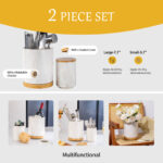 Utensil Holder Set of 2, 7.7"+5.7" Ceramic Kitchen Utensil Holder for Countertop, Farmhouse Vintage Utensil Crock, 360° Rotating Large Utensil Organizer - Image 4
