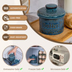 Butter Crock, Ceramic Butter Dish with Lid, 6.7 oz French Butter Keeper, Reactive Glaze – Dark Blue - Image 3