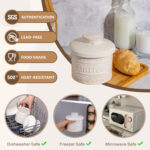 Butter Crock, Ceramic Butter Dish with Lid, 6.7 oz French Butter Keeper, Reactive Glaze – Ivory - Image 3