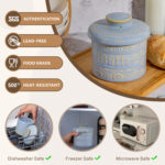 Butter Crock, Ceramic Butter Dish with Lid, 6.7 oz French Butter Keeper, Reactive Glaze – Light Blue - Image 3