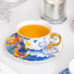 220 ml Bone China Tea Cup & Saucer Set of 2- 3 themed designs-Blooming Ballet - Image 4