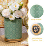 Utensil Holder Set of 2, 7.7"+5.7" Ceramic Kitchen Utensil Holder for Countertop, Farmhouse Vintage Utensil Crock, 360° Rotating Large Utensil Organizer - Green - Image 4