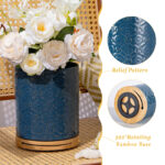 Utensil Holder Set of 2, 7.7"+5.7" Ceramic Kitchen Utensil Holder for Countertop, Farmhouse Vintage Utensil Crock, 360° Rotating Large Utensil Organizer - Dark blue - Image 4