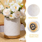 Utensil Holder Set of 2, 7.7"+5.7" Ceramic Kitchen Utensil Holder for Countertop, Farmhouse Vintage Utensil Crock, 360° Rotating Large Utensil Organizer - Ivory - Image 4