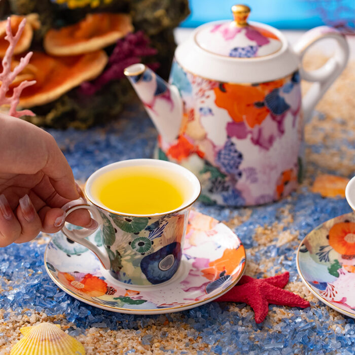 Fine Porcelain Tea Set 9 pcs – Secret Coral Land - Image 4