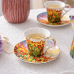 Oil Painting on Durable Porcelain Tea Set 9 pcs – Tulip Garden - Image 4
