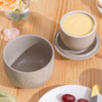 Butter Crock Ceramic 8 oz – Floral & Butter-Embossed French Butter Keeper, Countertop Butter Dish with Lid & Water-Line Design - Grey - Image 4