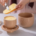 Butter Crock Ceramic 8 oz – Floral & Butter-Embossed French Butter Keeper, Countertop Butter Dish with Lid & Water-Line Design - Brown - Image 4