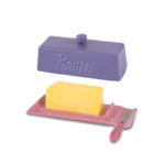 Butter Dish with Lid and Knife: Ceramic Butter Dish with Lid for Countertop, 8 Inch Butter Holder with Knob Handle, Durable Butter Keeper - Purple