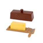Butter Dish with Lid and Knife: Ceramic Butter Dish with Lid for Countertop, 8 Inch Butter Holder with Knob Handle, Durable Butter Keeper - Brown