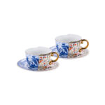 220 ml Bone China Tea Cup & Saucer Set of 2- 3 themed designs-Celestial Reverie