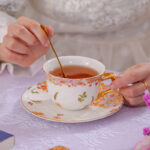 2-Cup & 2-Saucer Gift Set – 24 K Gold Rim and Handle-Blooming Season - Image 5