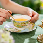 Watercolor “Wilderness” 160 ml Gold-Handle Bone-China Cup & Saucer Luxury Gift Set - set of 2 cup &2 saucer - Image 5