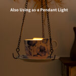 6.3" Ceramic Hanging Planter with Chain – Cup-Shaped Indoor/Outdoor Pot & Candle Holder - BLUE - Image 7