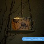 6.3" Ceramic Hanging Planter with Chain – Cup-Shaped Indoor/Outdoor Pot & Candle Holder - BLUE - Image 8