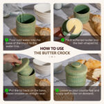 Butter Crock, Ceramic Butter Dish with Lid, 6.7 oz French Butter Keeper, Reactive Glaze – Green - Image 4