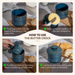 Butter Crock, Ceramic Butter Dish with Lid, 6.7 oz French Butter Keeper, Reactive Glaze – Dark Blue - Image 4