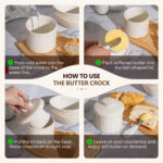 Butter Crock, Ceramic Butter Dish with Lid, 6.7 oz French Butter Keeper, Reactive Glaze – Ivory - Image 4