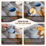 Butter Crock, Ceramic Butter Dish with Lid, 6.7 oz French Butter Keeper, Reactive Glaze – Light Blue - Image 4