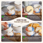 French Butter Crock Porcelain Keeper – Airtight Water-Seal 6.7 oz Countertop Soft Butter Dish, Clover Décor & Housewarming Gift - Mixed vintage - Image 4
