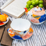 550 ml Bone China Teapot & 10 oz Cup Gift Set-The taste of summer - Image 5