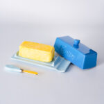 Butter Dish with Lid and Knife: Ceramic Butter Dish with Lid for Countertop, 8 Inch Butter Holder with Knob Handle, Durable Butter Keeper - Blue - Image 5