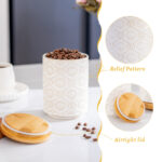 Utensil Holder Set of 2, 7.7"+5.7" Ceramic Kitchen Utensil Holder for Countertop, Farmhouse Vintage Utensil Crock, 360° Rotating Large Utensil Organizer - Ivory - Image 5