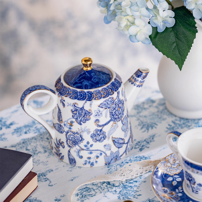 Fine Porcelain Tea Set 9 pcs – Blue Luxe - Image 5