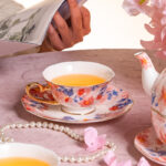 Fine Bone-China Tea Cup & Saucer Set – 160 ml, 24K Gold Handle, Maiden's dream - Image 5