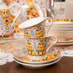 Fine Porcelain Tea Set  Coffee Set 9 pcs – Mediterranean Fantasy - Image 5
