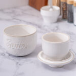 Butter Crock Ceramic 8 oz – Floral & Butter-Embossed French Butter Keeper, Countertop Butter Dish with Lid & Water-Line Design - Ivory - Image 5